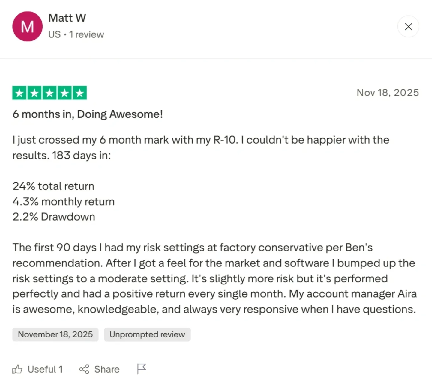 Trustpilot review 1